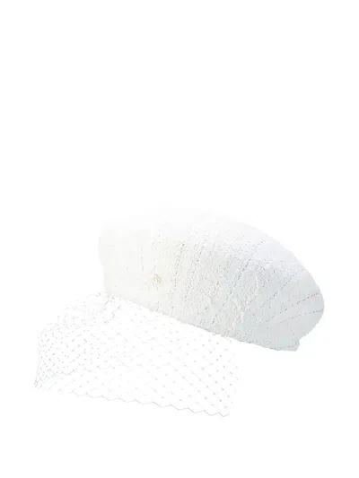 Maison Michel New Bonnie Veil Hat In White