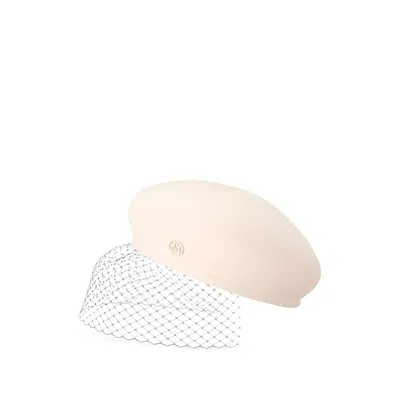 Maison Michel New Bonnie Veiled Beret In Neutral