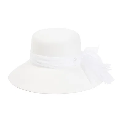 Maison Michel New Kendall Marry White Wool Felt Hat