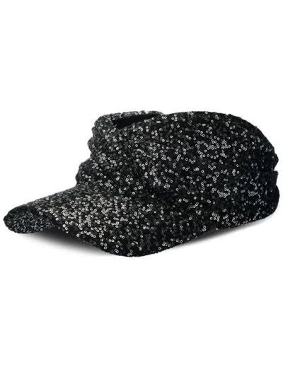 Maison Michel Sequin-embellished Cotton Cap In Black