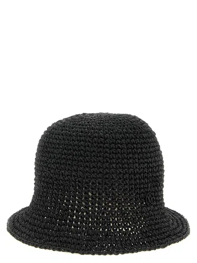 Maison Michel Women Black Pablo Woven Bucket Hat