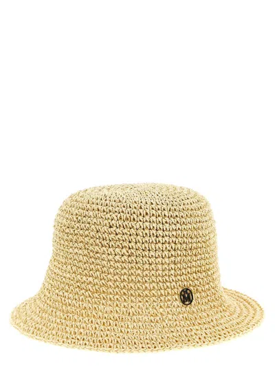 Maison Michel Pablo Wide Brim Woven Texture Hat In Neutral