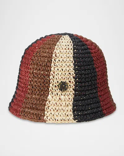 Maison Michel Pablo Striped Straw Crochet Cloche Hat In Multi