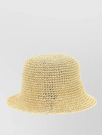 Maison Michel Pablo Wide Brim Woven Texture Hat In Neutral
