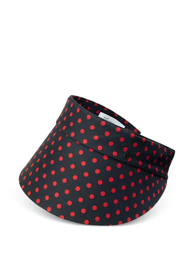 Maison Michel Patty Polka-dot Visor Hat In Black