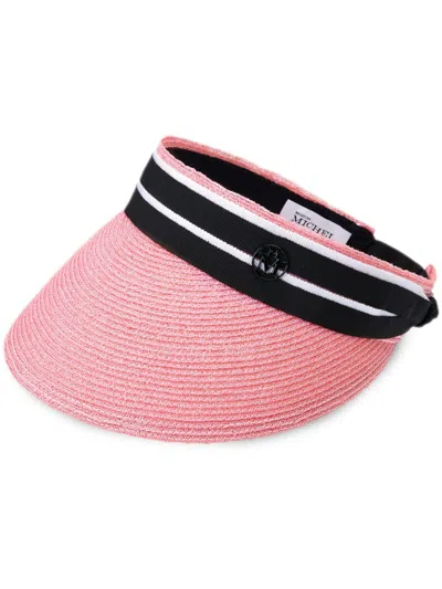 Maison Michel Patty Straw Vizor In Pink