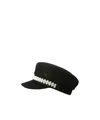 Maison Michel Abby Sequined Tweed Newsboy Hat In Black