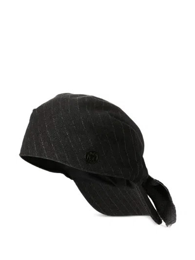 Maison Michel Pinstripe Cap In Black