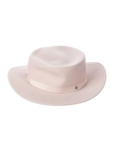 Pre-owned Maison Michel Rabbit Hair Boater Hat In Pink