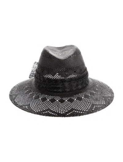 Pre-owned Maison Michel Raffia Fedora Hat In Grey