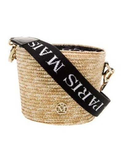 Pre-owned Maison Michel Raffia Messenger Bag In Neutral