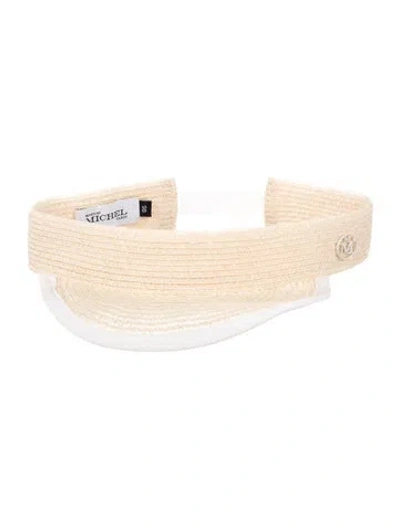 Pre-owned Maison Michel Raffia Visor Hat In Neutral