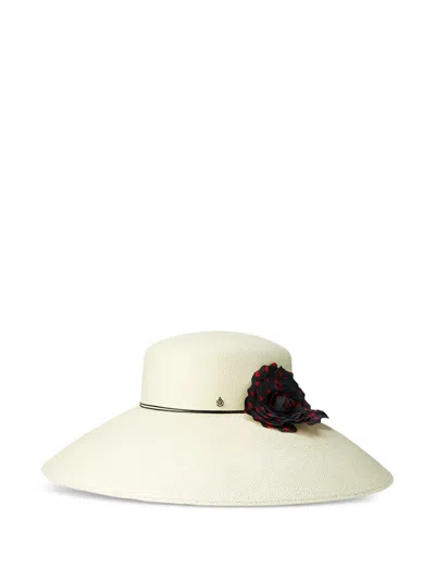 Maison Michel Rena Flower-detailed Fedora Hat In White