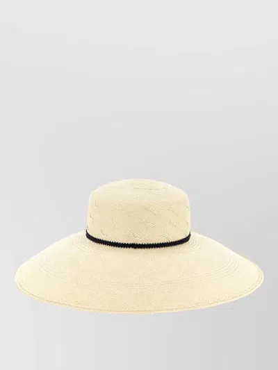 Maison Michel Rena Wide Brim Hat Contrast Band In Brown