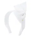 Maison Michel Ribbed Bow Headband In White