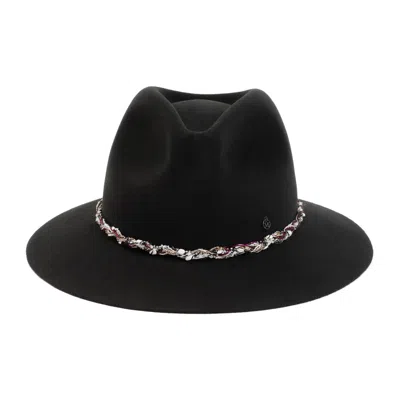 Maison Michel Rico Logo-charm Fedora In Black