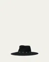 Maison Michel Roy Rock Studs Wool Felt Fedora Hat In Black