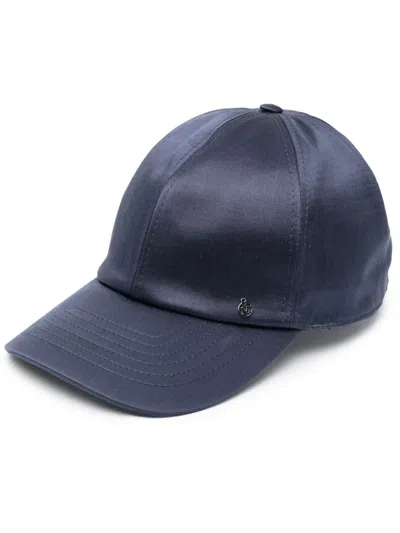 Maison Michel Satin Curved-peak Cap In Blau