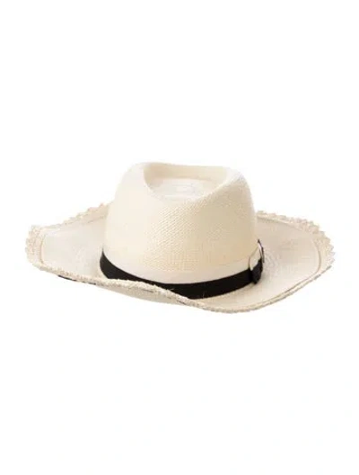 Pre-owned Maison Michel Scalloped Gambler Hat In Neutral