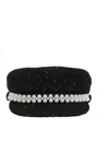 Maison Michel Abby Sequined Tweed Newsboy Hat In Black