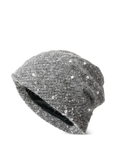 Maison Michel Sequin-embellished Beanie Hat In Gray