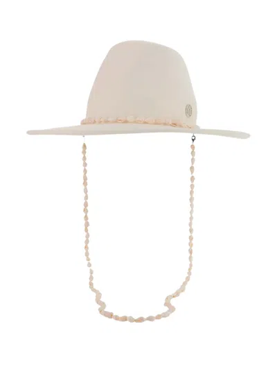 Maison Michel Shell-embellishment Wool Hat In Neutral