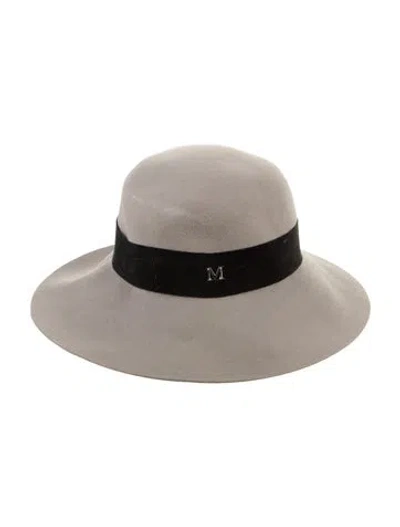 Pre-owned Maison Michel Solid Felt Fedora In Gray