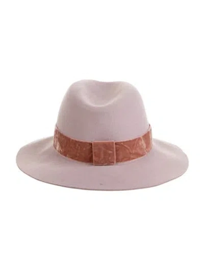 Pre-owned Maison Michel Solid Felt Fedora In Pink