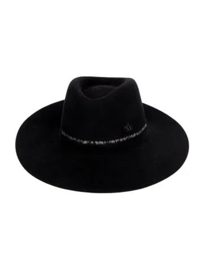 Pre-owned Maison Michel Stitched Wide Brim Hat In Black