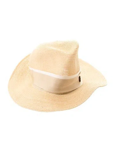 Pre-owned Maison Michel Straw Fedora Hat In Neutral