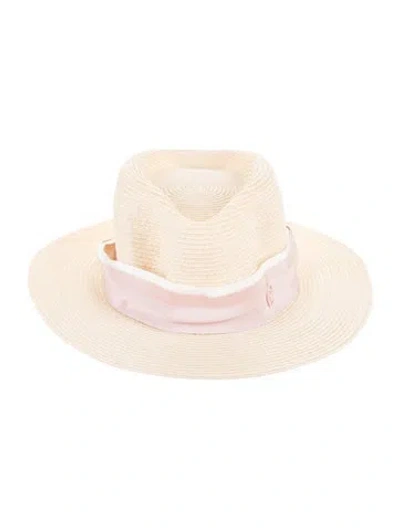 Pre-owned Maison Michel Straw Fedora Hat In Neutral
