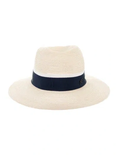 Pre-owned Maison Michel Straw Fedora Hat In Neutrals