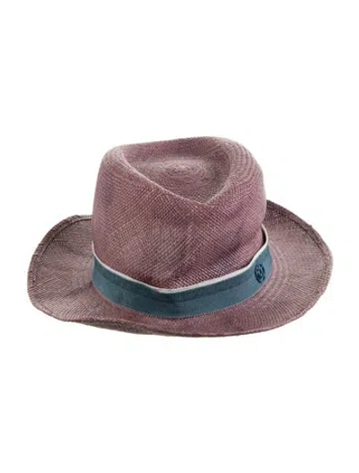 Pre-owned Maison Michel Straw Sun Hat In Purple