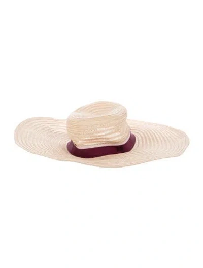 Pre-owned Maison Michel Straw Wide Brim Sun Hat In Neutrals