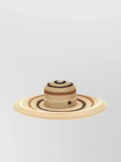 Maison Michel 'striped Brim Woven Hat' In Neutral
