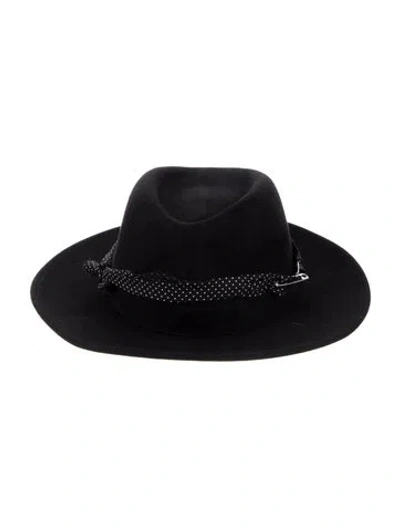 Pre-owned Maison Michel Suede Fedora Hat In Black