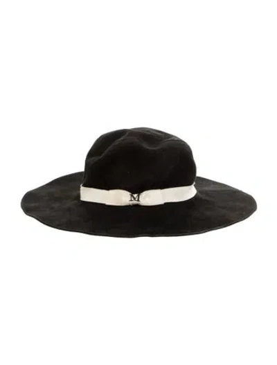 Pre-owned Maison Michel Suede Fedora Hat In Black