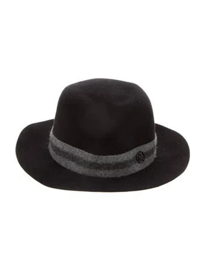 Pre-owned Maison Michel Suede Fedora Hat In Black/grey