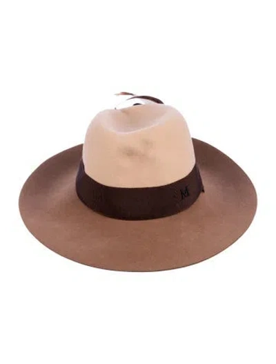 Pre-owned Maison Michel Suede Wide Brim Fedora In Brown