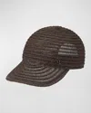 Maison Michel Tiger Straw Baseball Cap In Dark Brown