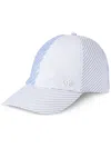 Maison Michel Tiger Striped Cotton Cap In Blue
