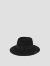 Maison Michel Virginie Wool Hat Wide Brim Ribbon In Black