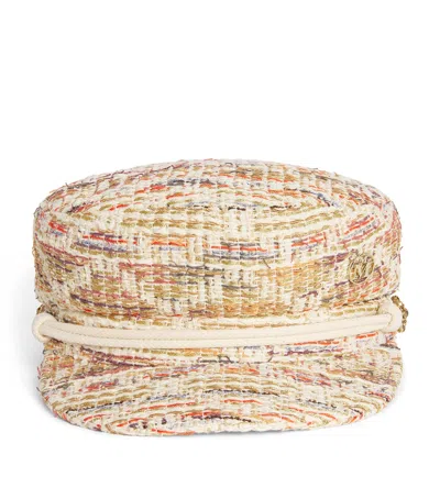 Maison Michel Tweed New Abby Sailor Cap In Multi