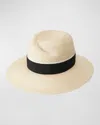 Maison Michel Virginie Timeless Wide-brim Hat With Navy Band In Natural