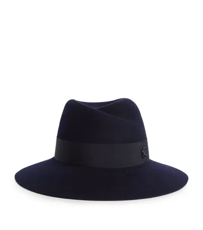 Maison Michel Virginie Fedora Hat In Navy