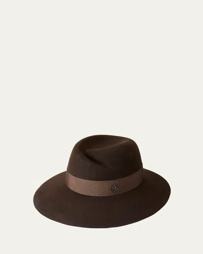 Maison Michel Virginie Felt Fedora In Dark Brown