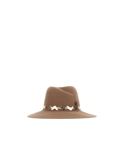 Maison Michel Virginie Felt Fedora Hat In Nude