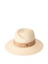 Maison Michel Fedora In Natural Straw With A Beige Ribbon
