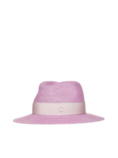 Maison Michel Virginie Straw Hat In Bubblegum