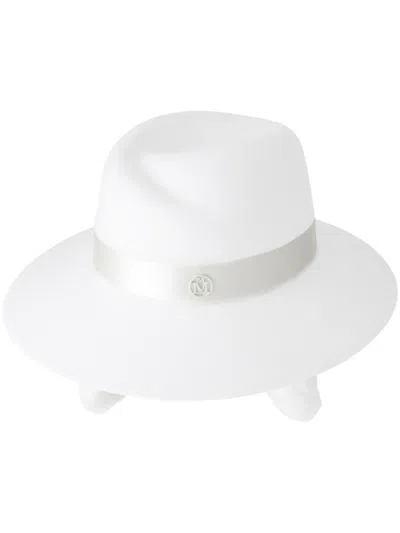 Maison Michel Virginie Logo-plaque Detail Wool Fedora In White